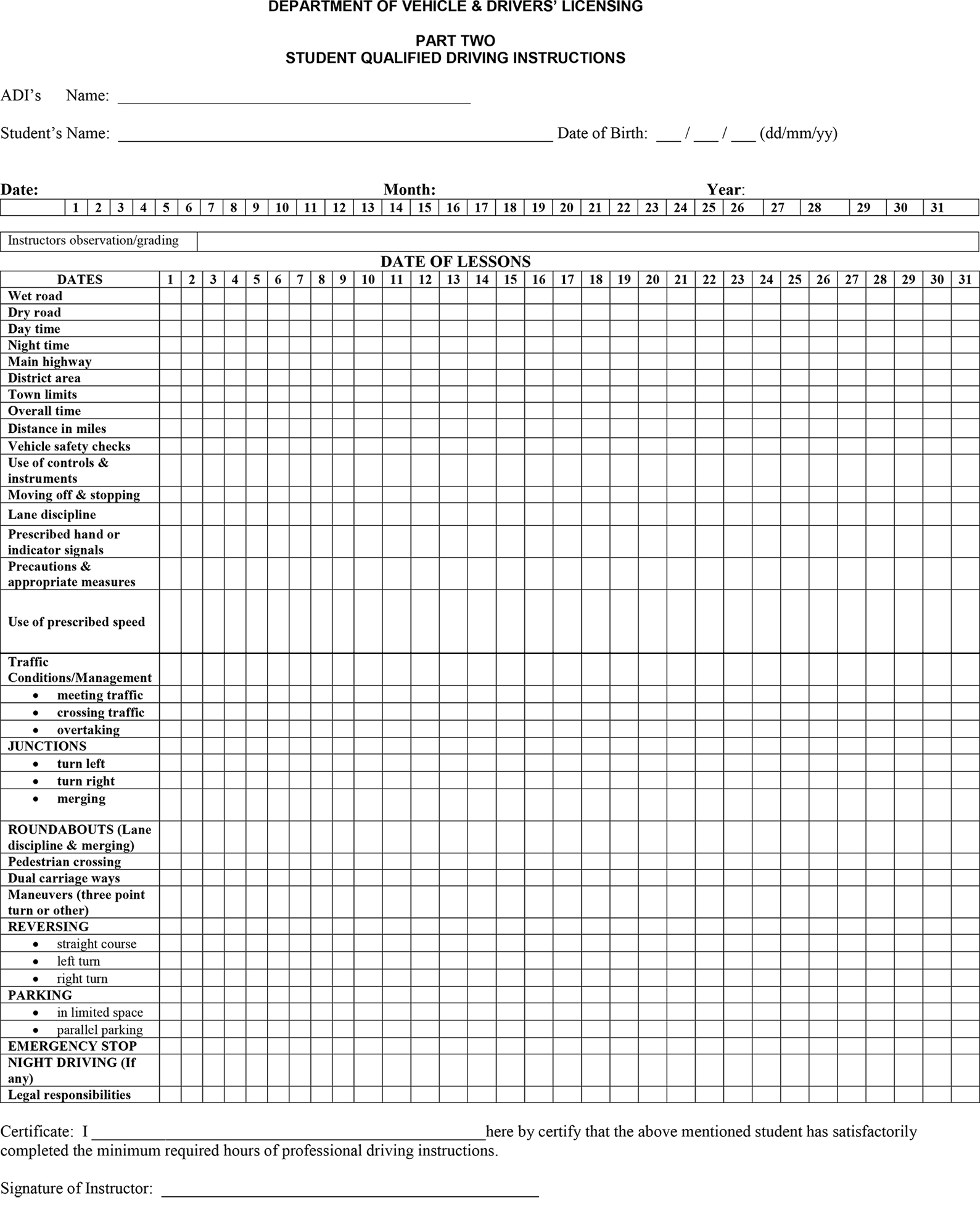 Student Qualified Driving Instructions Part 2