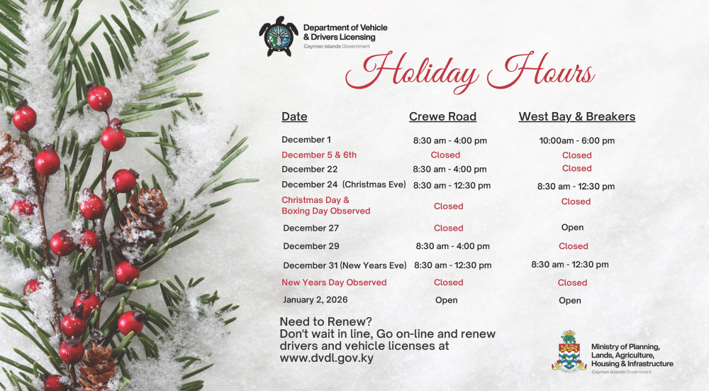 DVDL Announces December 2025 & New Year Holiday Operating Hours